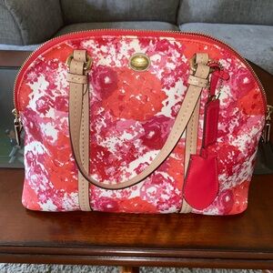 Coach Pink and Red Floral Satchel
